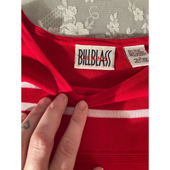 Bill Blass Jeans Vintage 80s Top Red & White Stripe Knit 1980s Retro Size Medium - Picture 6 of 7